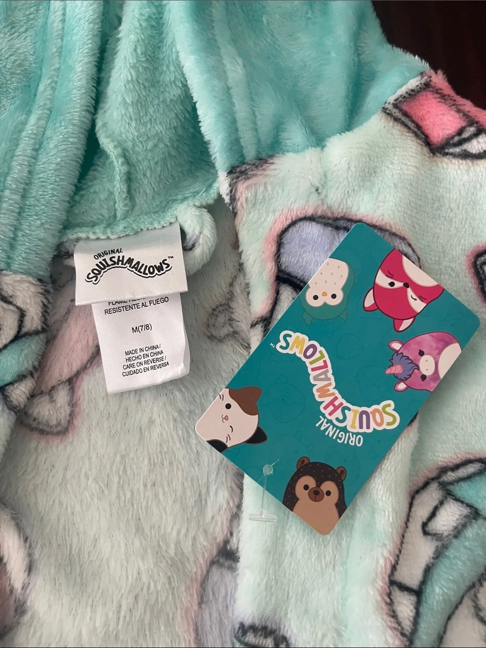 Kids Mint Animal Hooded Fleece Robe with Belt size 7/8